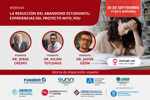 UNIB organiza el webinar «La reducción del abandono estudiantil: experiencias del proyecto WITH_YOU»