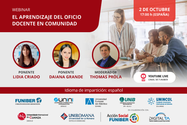 UNIB organiza la mesa redonda online «El aprendizaje del oficio docente en comunidad»