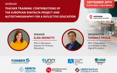 webinar "Training teachers: contributions of the European project DigitalTA and autoethnography for a reflective education"