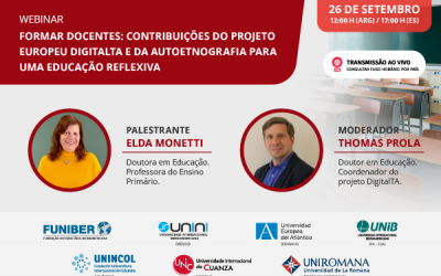 webinar "Formação de professores: contribuições do projeto europeu DigitalTA e da autoetnografia para a educação reflexiva"